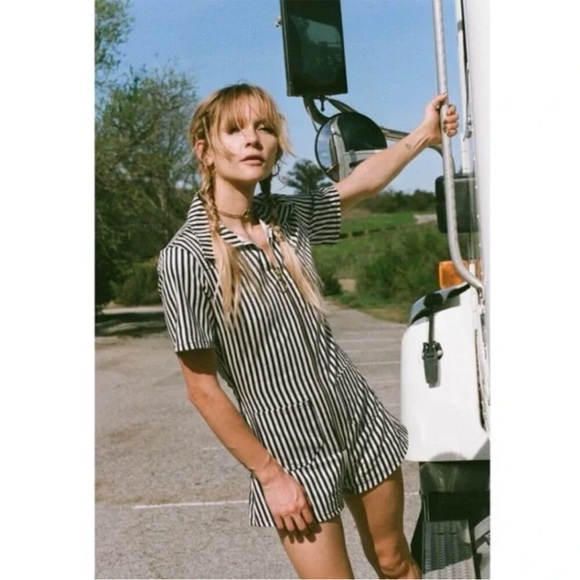 Lykke Wullf Janae Romper Rare Sample – Navy Cream Stripe | Made in LA | Small - Picture 3 of 16